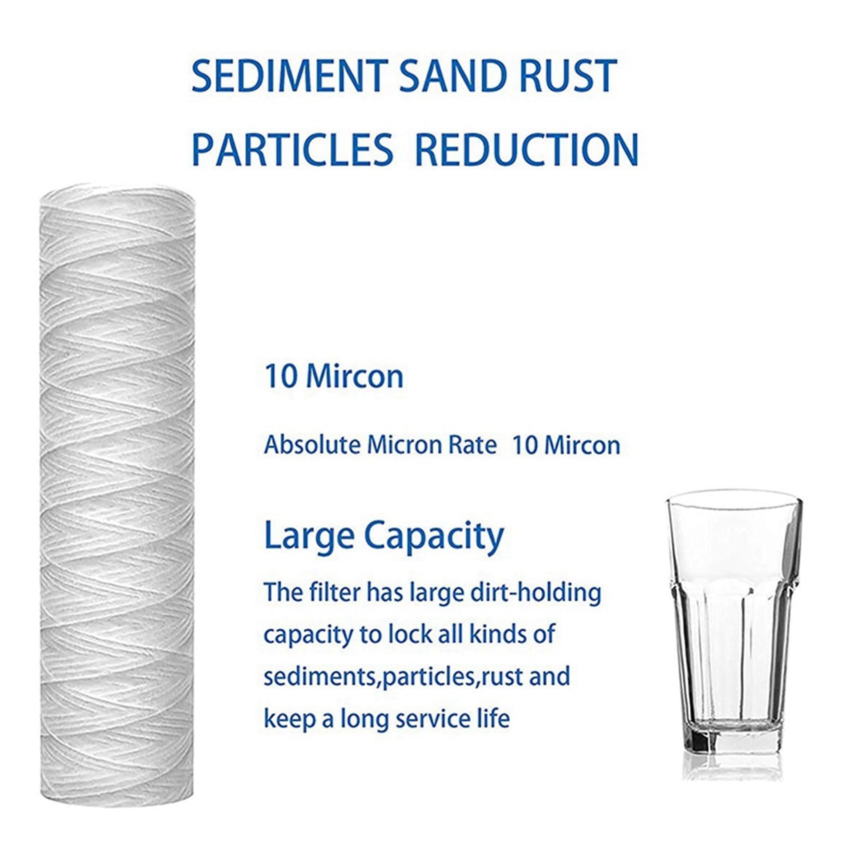 20 X 10 10 X 2,5 Fili avvolti Sedimenti Acqua Cartuccia Filtri Intera Casa Sedimenti Filtrazione Universale per 10 Tubi