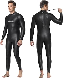 REALON Men Women CR Triathlon Wetsuit 3mm Smoothskin Neoprene Full Wet Suits Back Zipper Cold Water Keep Warm for Surfing Snorkeling Diving Scuba