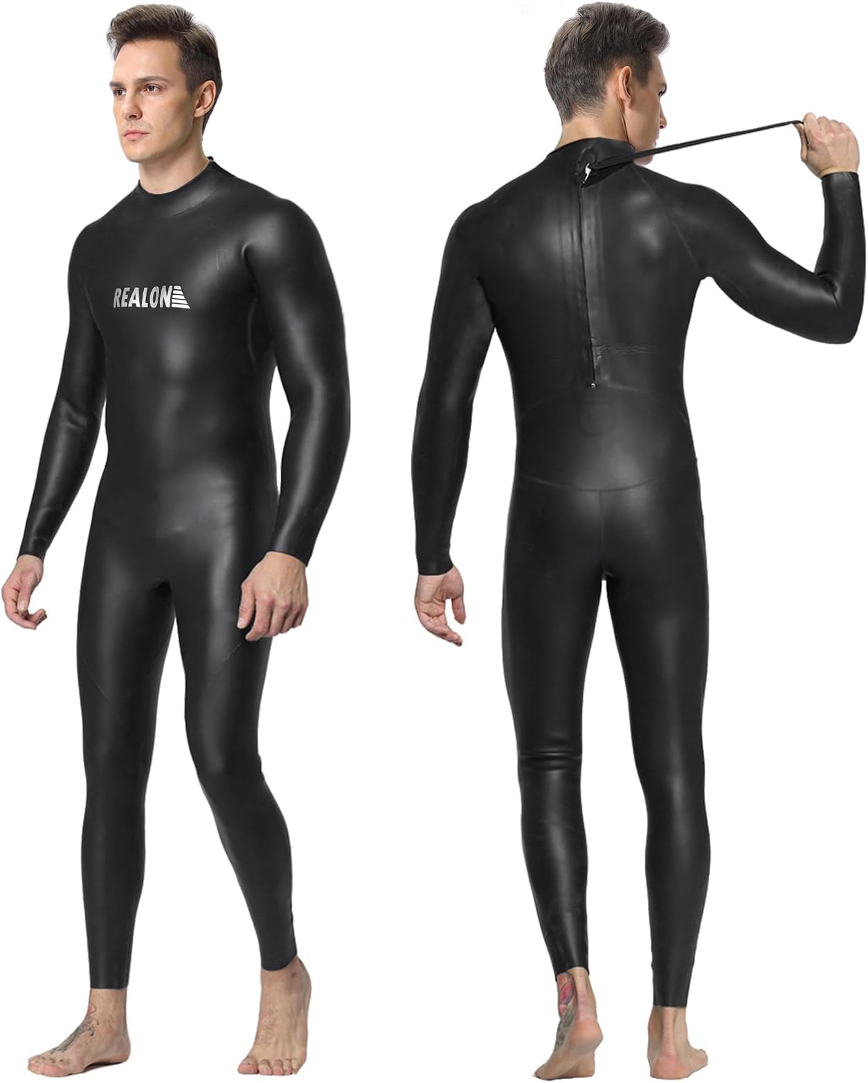 Men Women Wetsuit 3mm Smoothskin Triathlon Neoprene Full Wet Suits Back Zipper Cold Water Keep Warm for Surfing Snorkeling Diving Scuba