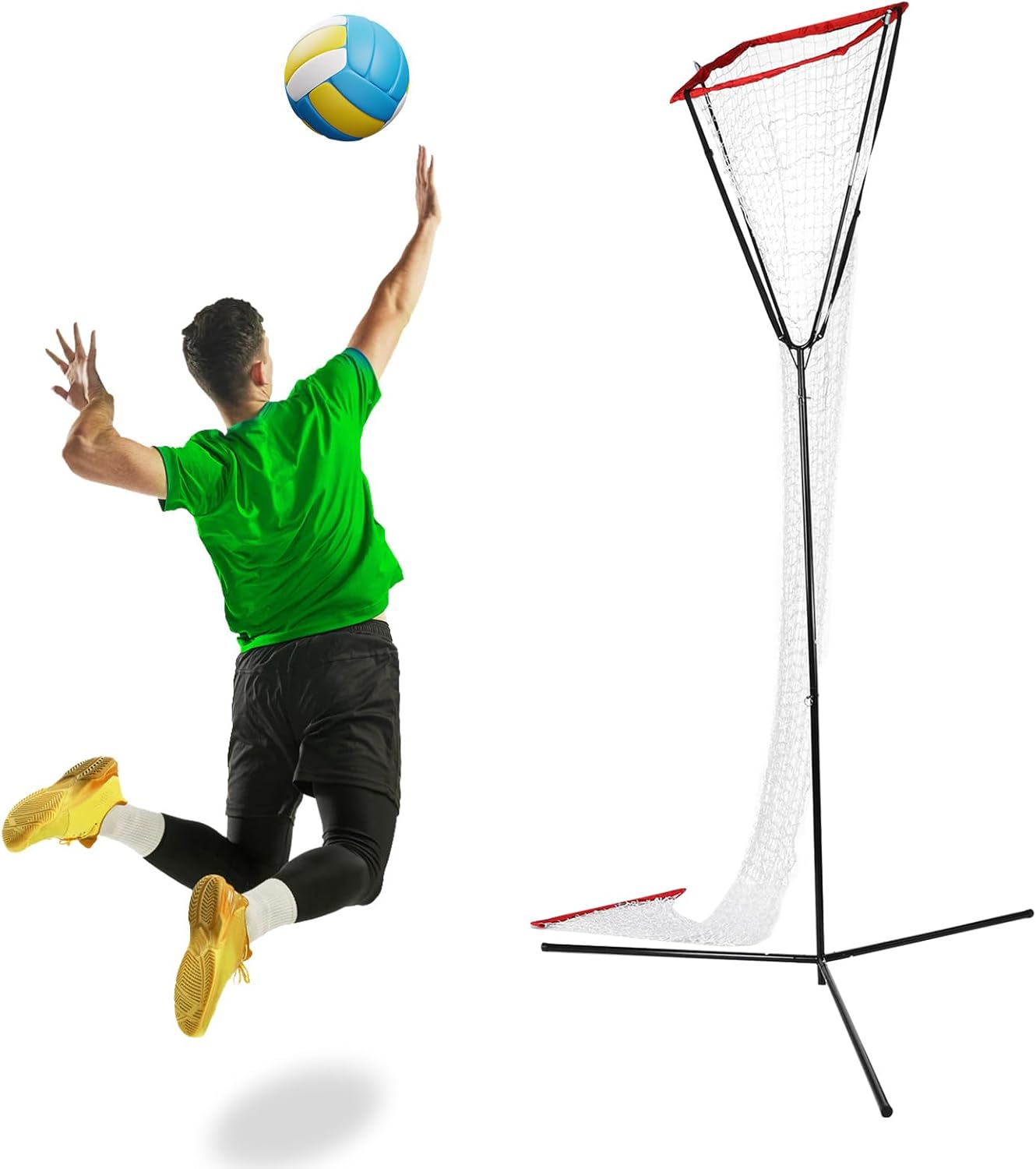 Volleyball Training Net Equipment 88.58-129.92in Adjustable Height Volleyballs Practice Hitting Net System for Serving Spiking with Storage Bag Portable Volleyball Nets for Indoor Outdoor Beach Grass