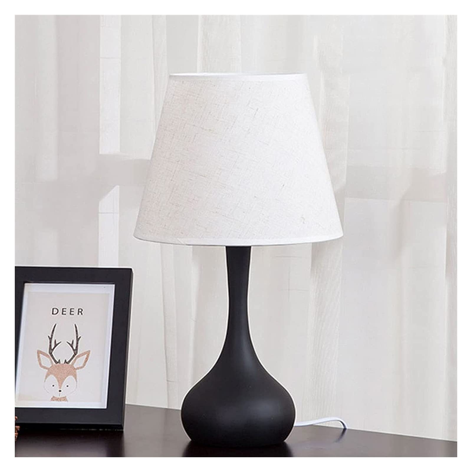 Lampa biurkowa, lampka nocna Lampki na biurko do domowego biura Styl europejski Fash Kreatywna lampa stołowa z kutego żelaza Lniany abażur Lampka na stolik nocny Lampy stołowe Lampy na biurko wiejskie