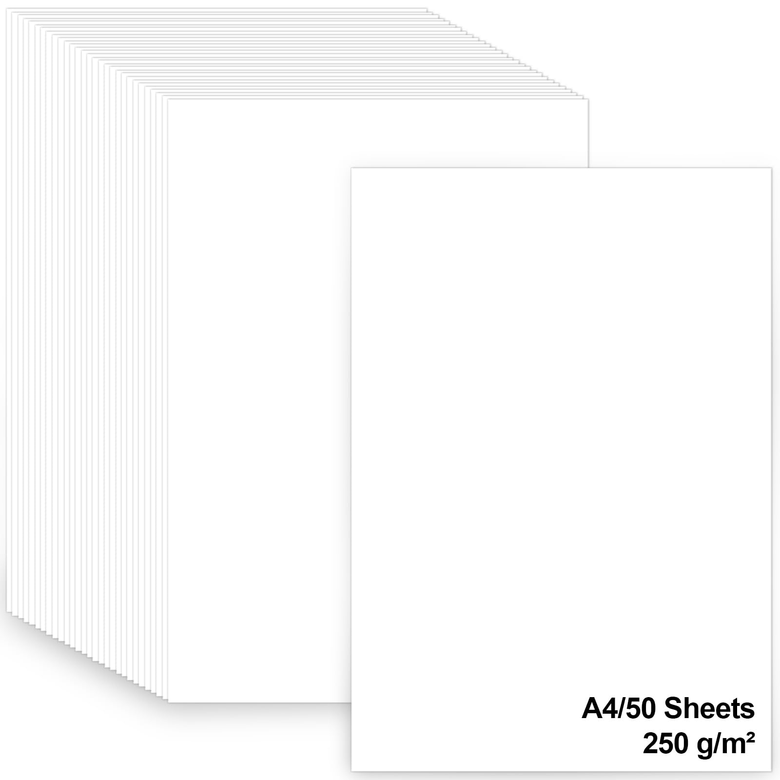 AUAUY A4 White Card, 50 Sheets 250Gsm Thick Cardstock for Cards Making