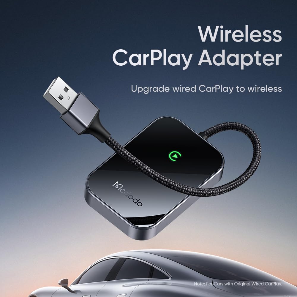 mcdodo CarPlay Adaptateur sans fil pour iPhone, Convertissez CarPlay filaire en sans fil, Bluetooth 5.0, Noir