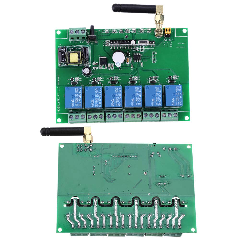 Relay Remote 110-240V 6 Channel RF Relay Receiver Module Board Remote Control Switch Momentary Selflocking Interlock 30mA x 6 2500W x 6
