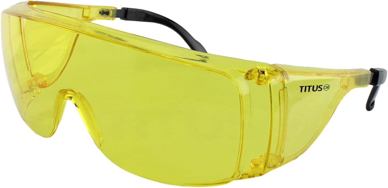 TITUS G13 Z87+ OTG Safety Glasses Fit Over Rx Glasses, Protective Work Chemical Impact ANSI CE Certified Adjustable Large USA