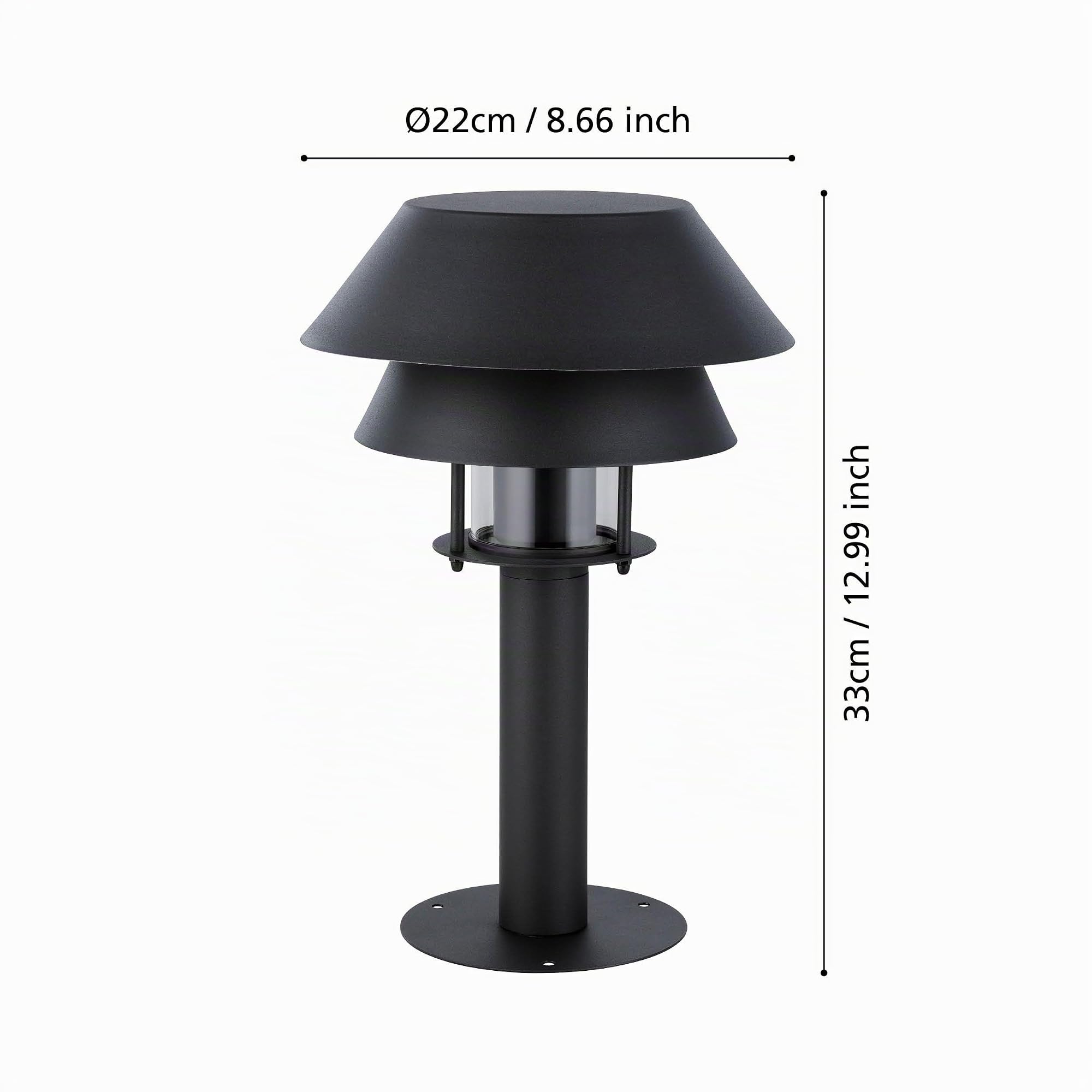 EGLO Borne lumineuse Chiappera, potelet éclairage extérieur pour chemin | jardin et terrasse, luminaire d’extérieur en métal noir et verre transparent, lampe de pilier avec douille E27, IP65