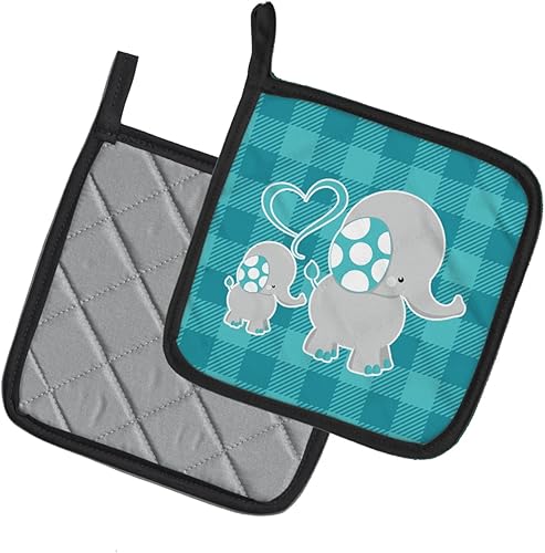 Miniatura 2 de Caroline's Treasures BB6834PTHD - Juego de soportes para ollas de cocina con diseño de elefante para mamá y bebé, resistentes al calor, almohadillas
