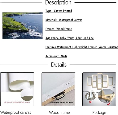 Vista 217 de chenchenArt Arte de pared de campo de golf de Estados Unidos, TPC, Sawgrass Golf Course, impresiones en lienzo, decoración de pared de golf para Rojo