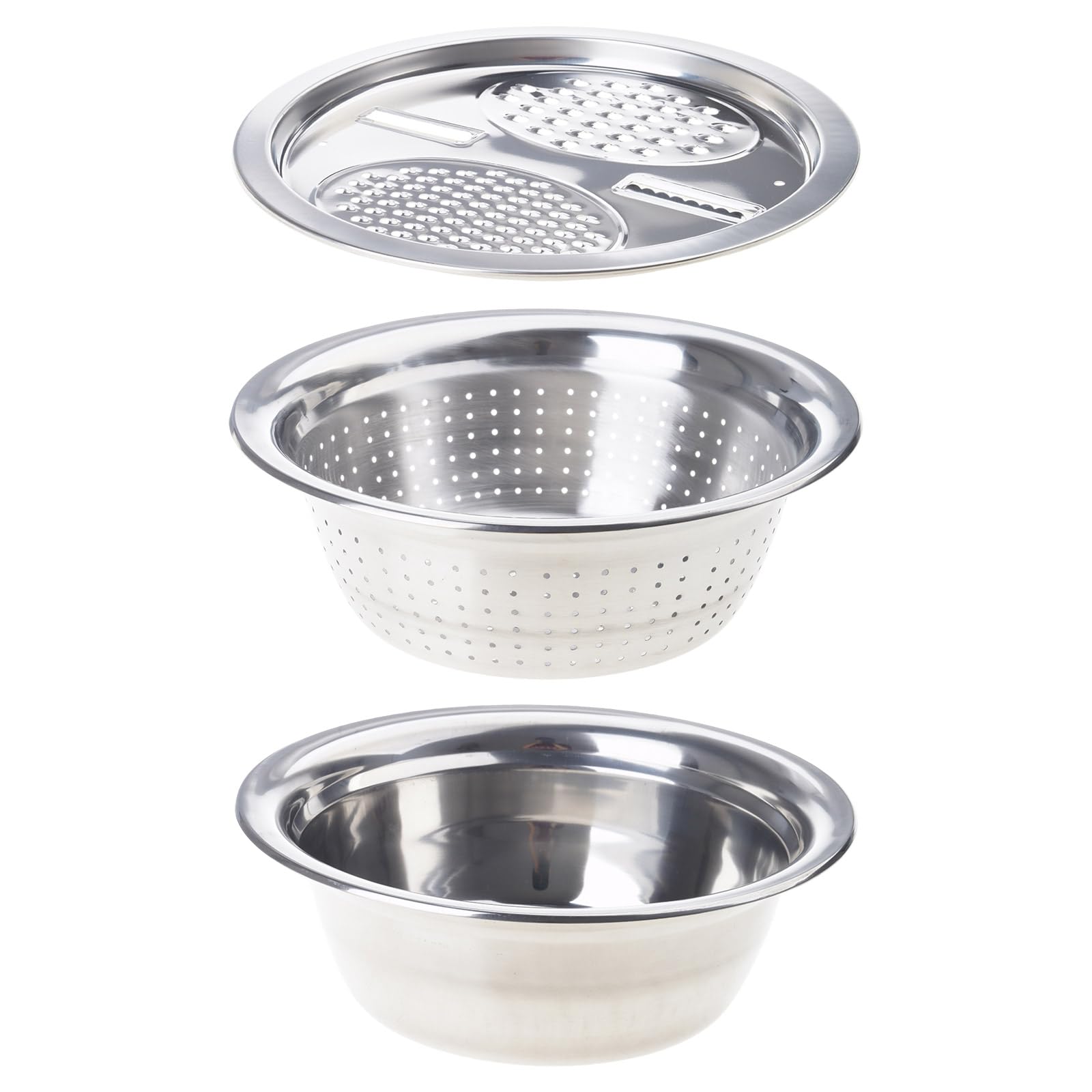 Jazuaiao Stainless Steel Chopping Basin Large Capacity Strainer Set Dishwasher Safe Basin Suitable for Easy Vegetable Preparation Vegetable Drain Bowl