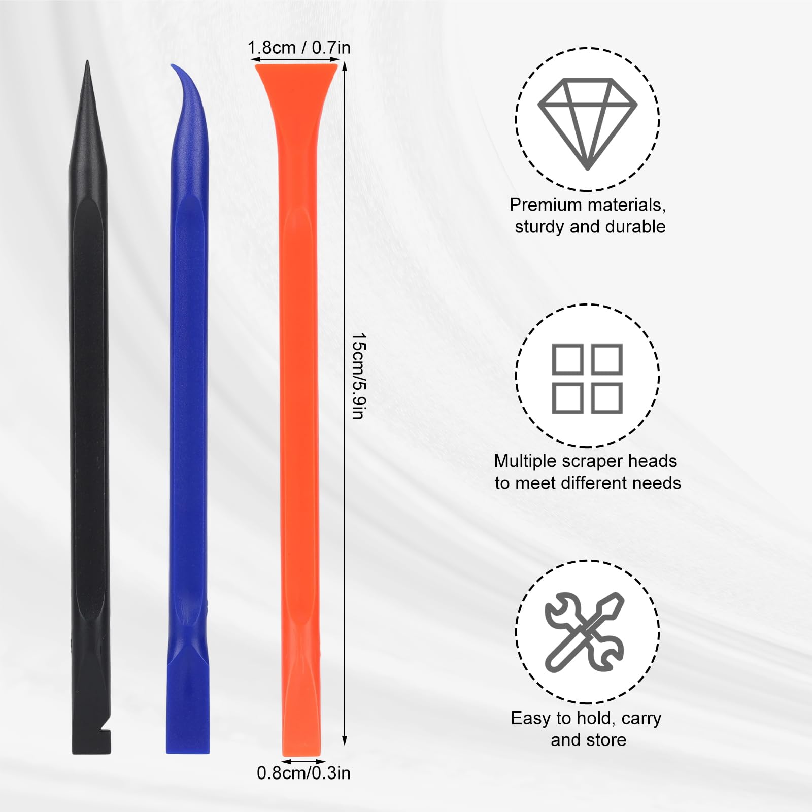 9uds Kit de Detallado Coche, Herramientas Raspador Plástico Antiarañazos Herramientas Limpieza Multifuncionales para Espacios Estrechos Rendijas Detalles Pintura (Azul, Negro, Naranja)