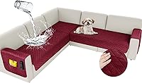 Vista 10 de Arfntevss Fundas impermeables para sofá seccional de esquina para perros y mascotas, funda de sofá en forma de L, terciopelo lavable grande