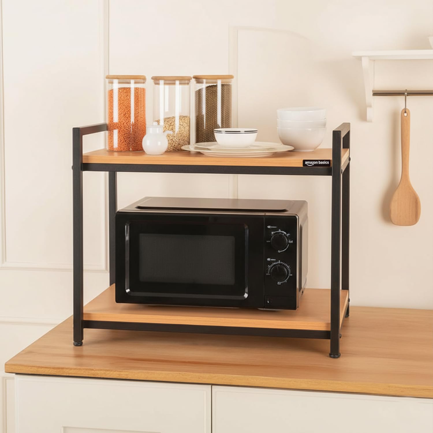 amazon basics Metal Multi-Purpose Rack for Microwave, Oven, OTG | Kitchen Organizer (Brown)-image-42