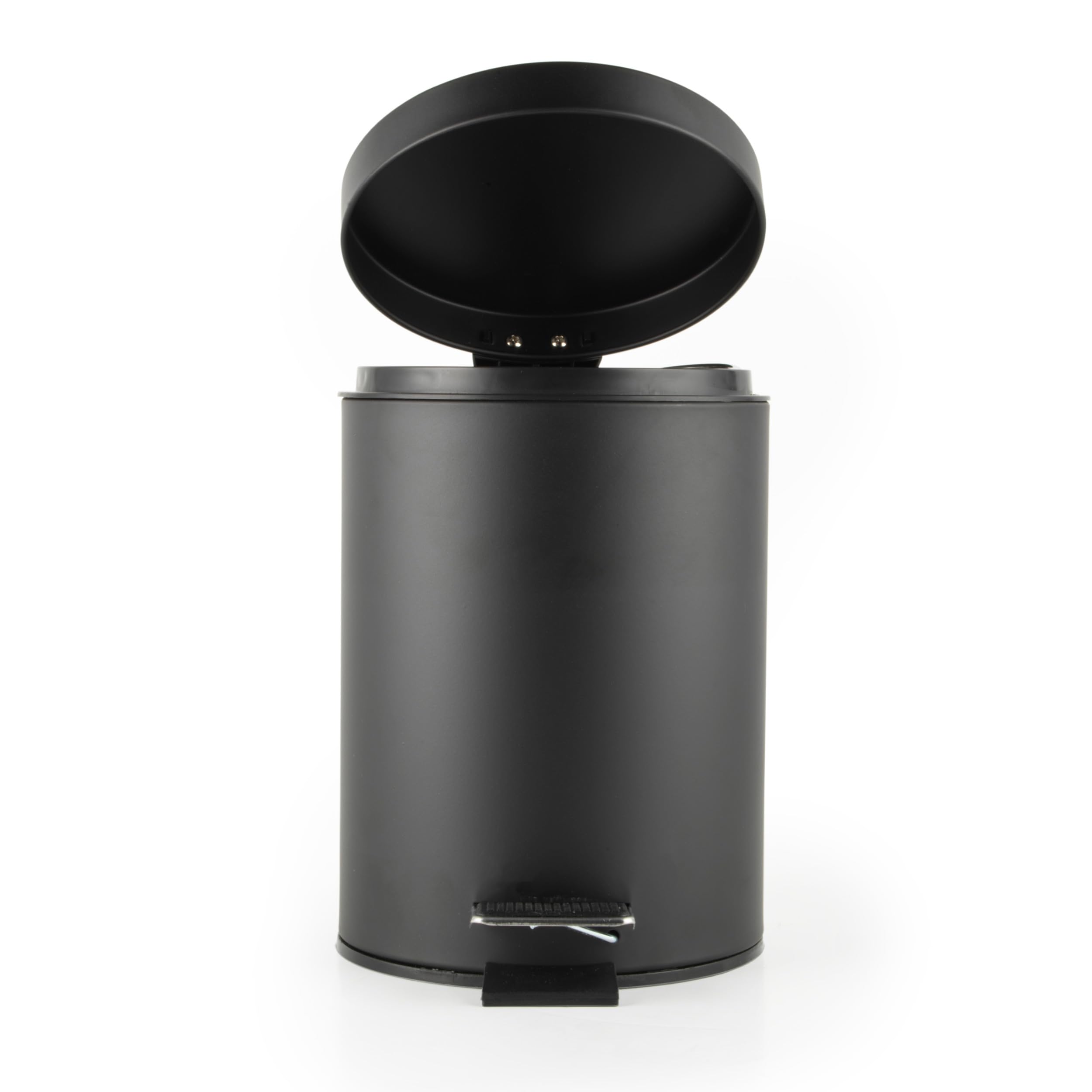 Beldray cubo de baño con pedal 3 L - papelera pequeña redonda de acero inoxidable, tapa de cierre suave, cubo interior extraíble, ideal para baño, dormitorio u oficina, negro