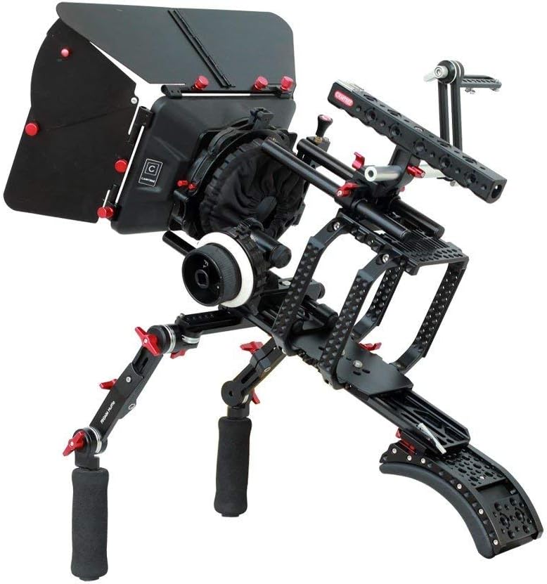 CAMTREE HUNT CNC Made Camera cage for Scarlet /Epic Camera. with Dovetail Plate for Shoulder Mount Rig & Tripod Mount. Comes w Matte-Box & Follow Focus. Robust & Secure (CH-RSE-SRK)