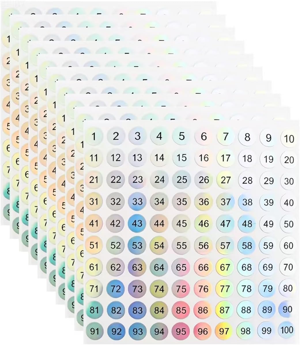 10 Sheets Number Stickers Small Round Numbered Stickers 0.4 Inch Number Stickers 1-100 Sticker Numbers for Organizing Nail Swatch Sticks Lipstick Nail Polish Bottle