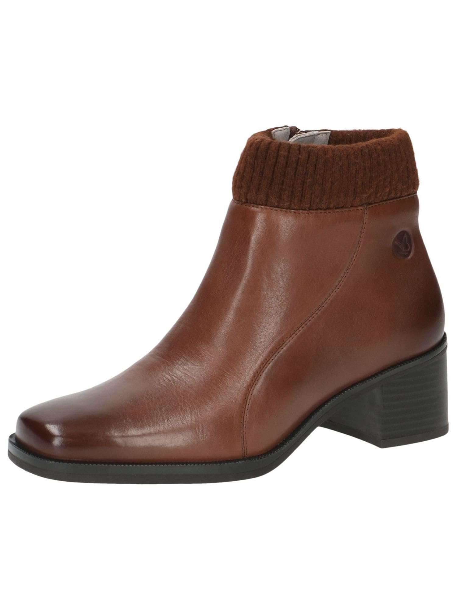 CAPRICE Women's heeled ankle boots with zipper comfortable, Brown (Cognac Nappa), 4 UK