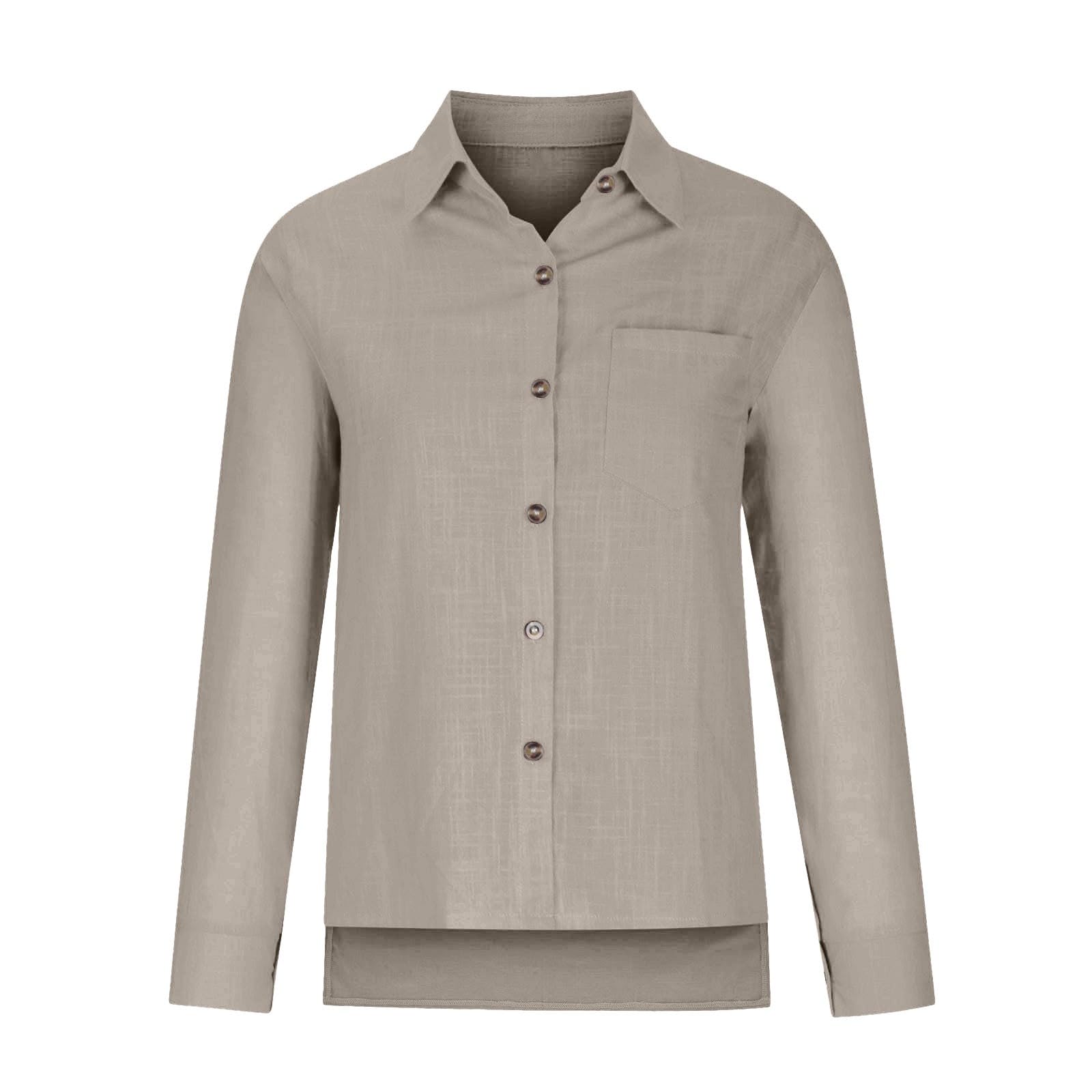 Camisas de gasa de verano de manga larga con botones para mujer, para playa dividida, 2026, a la moda, color sólido, cuello y solapa, ajuste holgado, ropa de lino y algodón, ropa de gran tamaño