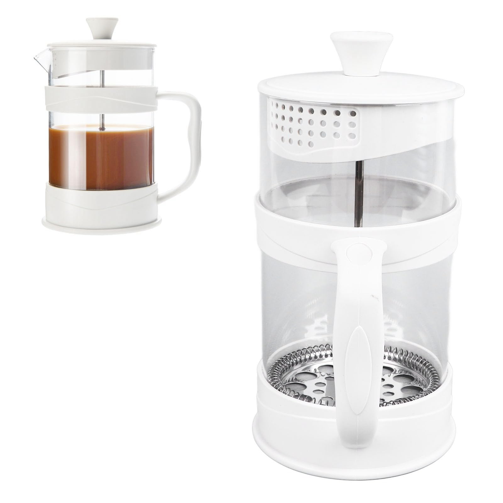 Gsycle 1000ml French Press Coffee Maker, High Borosilicate Glass Double Layer Insulation Press Cold Brew Coffee Pot with Plastic Cover for Tea Office