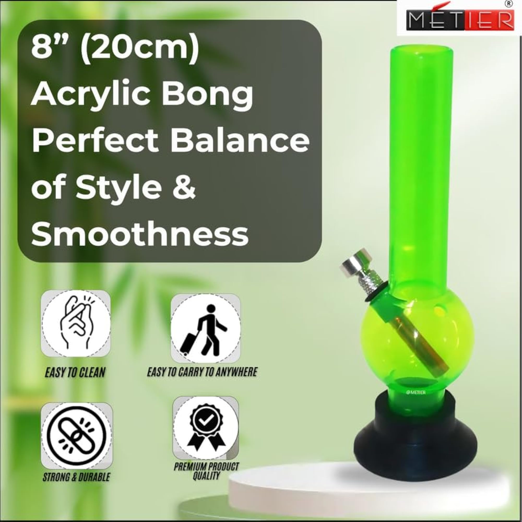 8 Inch Acrylic Mini Bong, Portable Hookah Pipe