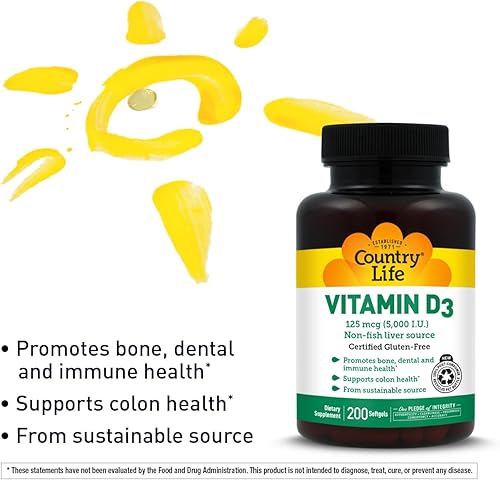 Miniatura 4 de Country Life Vitamina D3 5000 I.U., 200-Softgel