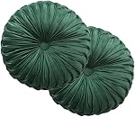 Teieas Round Throw Pillow Velvet Home Decoration Pleated Round Pillow Cushion for Couch Chair Bed Car Orange