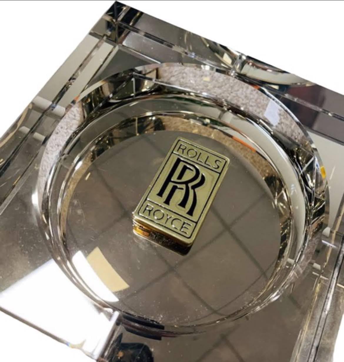 ロールスロイス RR ロゴプレート クリスタル ガラス 灰皿 (ゴールド