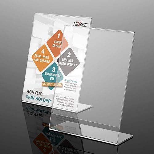 Miniatura 9 de NIUBEE Soporte de acrílico inclinado para letreros de 7 x 5 pulgadas, soporte de plástico transparente para mesa, para oficina, tienda, restaurante,