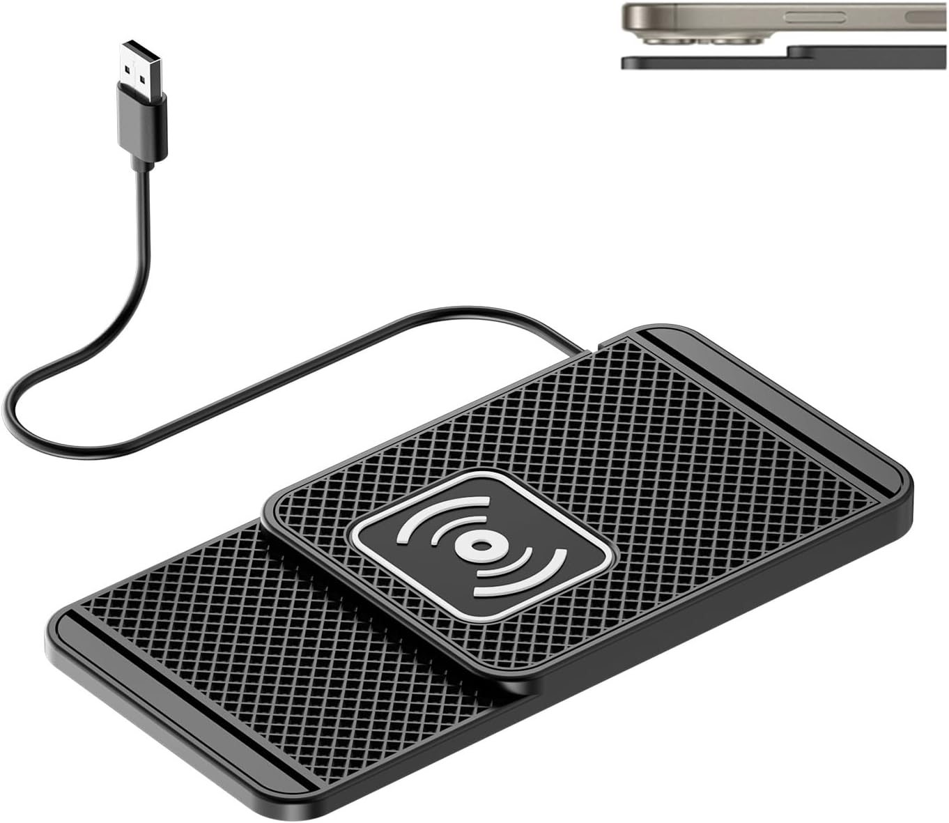 Car Charging Pad for Audi Q7 2023 2024 2025, Cord-Free Phone Charging Pad for Dashboard & Center Console, Up to 20W Output, Stable Placement for Daily Use,B USB 30cm