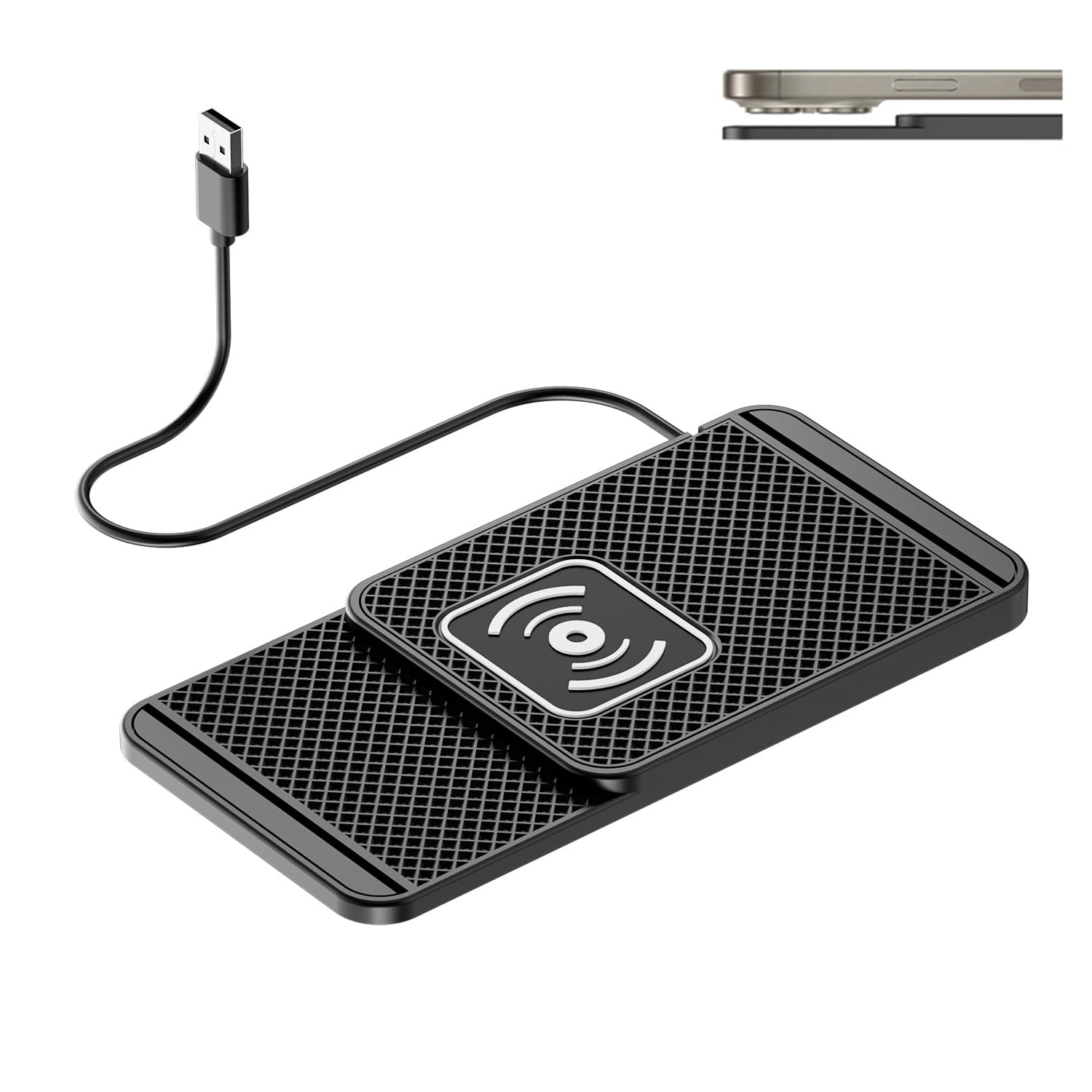 Car Charging Pad for BYD Shark Sealion 05 06 07 Seal U SUV, 20W Cord-Free Fast Charging Phone Stand, Portable Car Dashboard/Console, Desk & Travel Use, Step-Style Surface,B USB 30cm