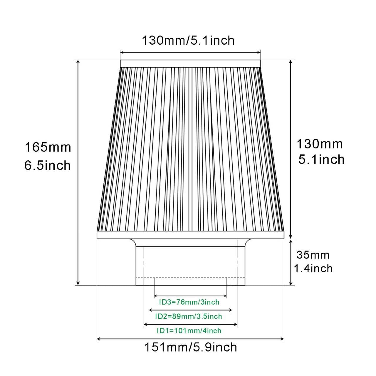 Universal Round Cone High Performance Air Filter 76 Mm 89 Mm 101 Mm Three Sizes In One Red - View #11