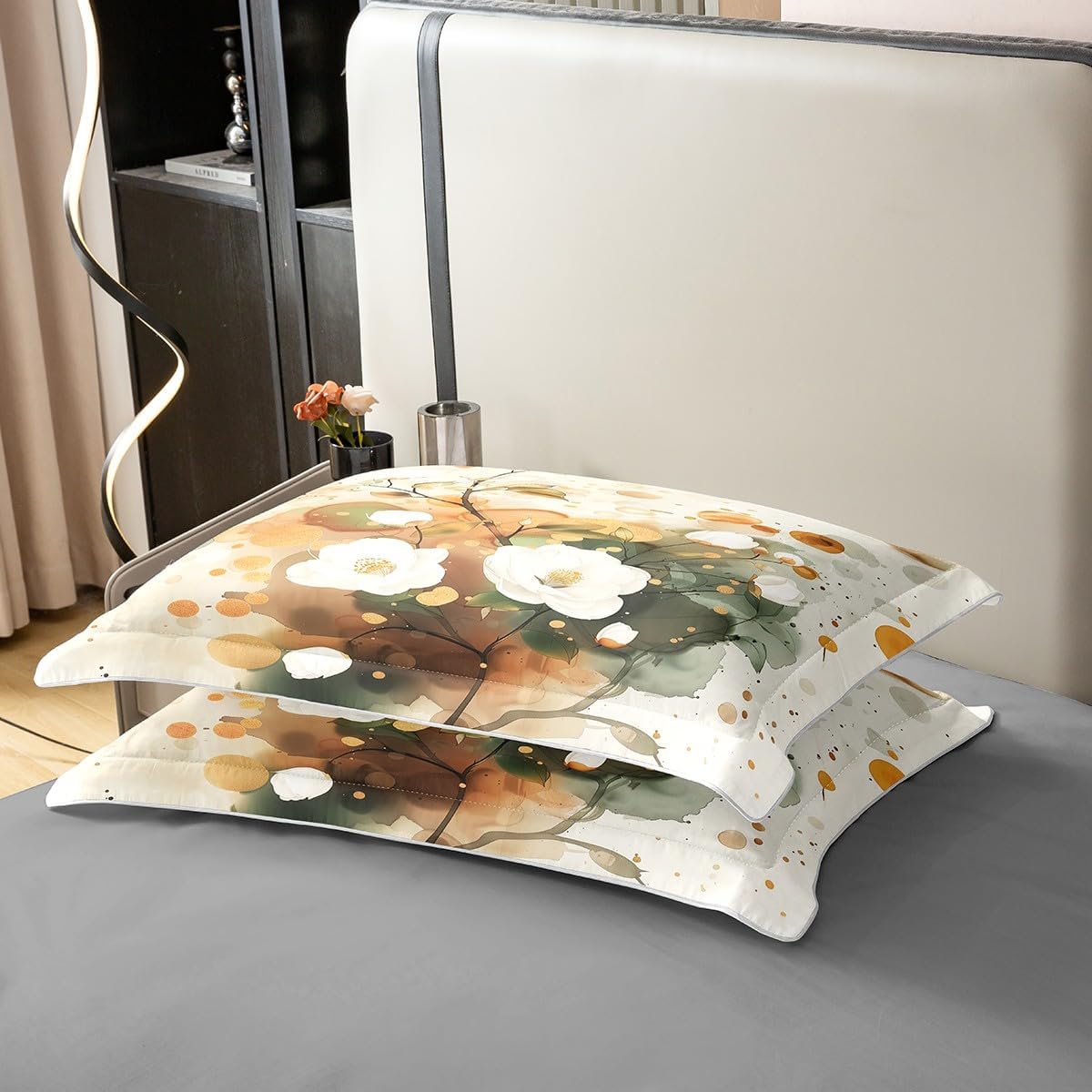 Castle Fairy Boho Floral Cotton Duvet Cover Sets(NO Comforter),Country Flowers Oil Painting Comforter Cover for Kids Adults,Mid Century Leaves Bedding Set,Retro Farmhouse Style Duvet Set,Full Size