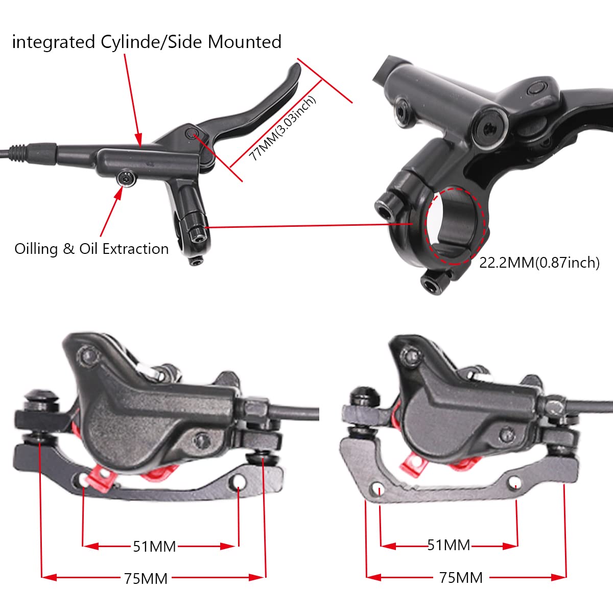 Hydraulic Disc Brakes Set Aluminum Alloy Hydraulic Brakes For