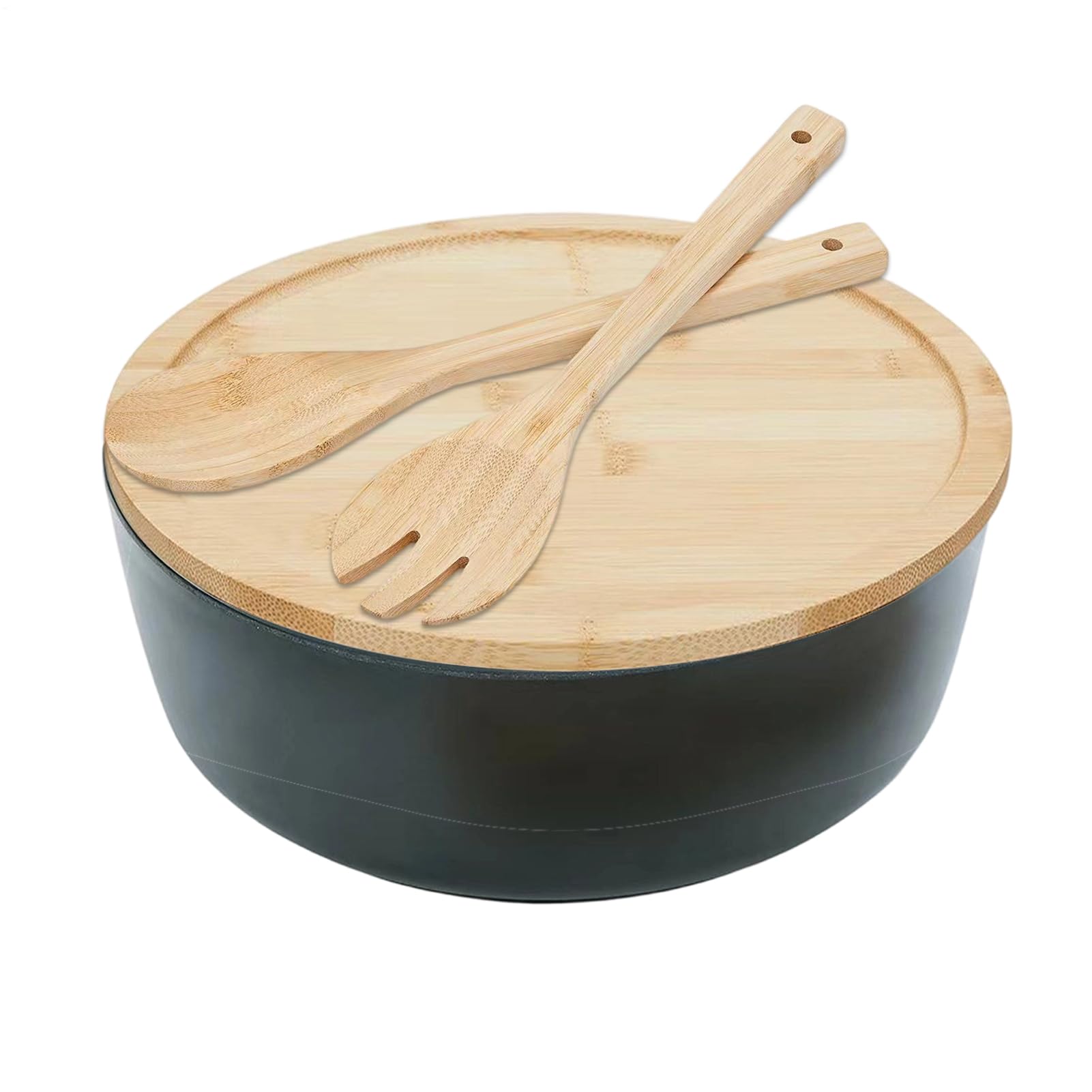 Bol Para Servir Ensaladas Ensaladeras De Madera Vajilla Cuchara Tenedor | Ensaladera Frutas Tapa Contenedores Alimentos Snacks Pasta Cereales Fideos Preparación Comidas Almuerzo Cena Camping Hogar