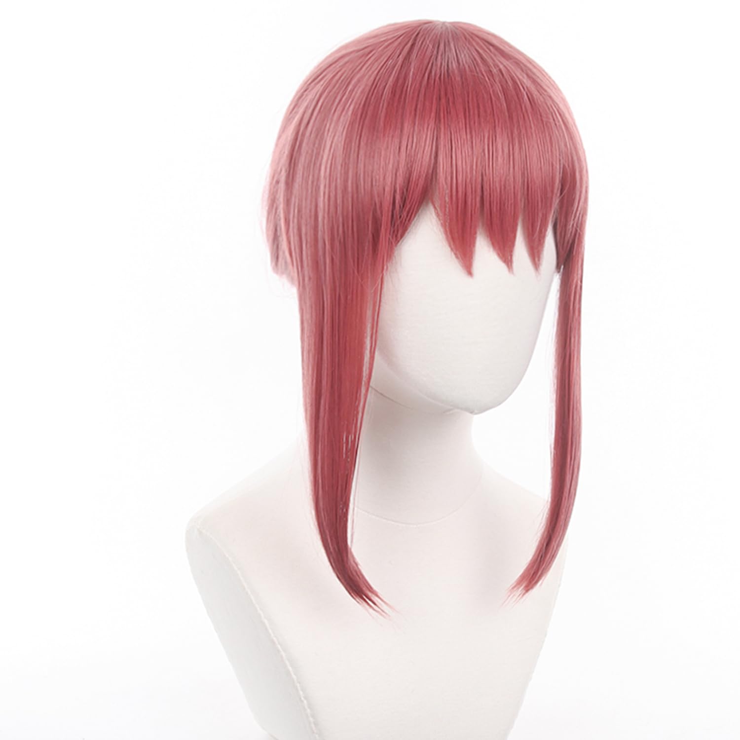 Makima Cosplay Wig for Chainsaw Man, Pink Long Hair Wig Anime Straight Hair Costume Wig with Bangs Braid - Image 3