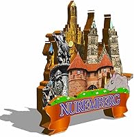 Vista 2 de Imán de Alemania Nuremberg para nevera de madera 3D, monumentos de viaje, coleccionables, recuerdos, decoración hecha a mano -219