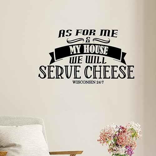 Miniatura 2 de Calcomanía de pared cristiana con citas inspiradoras "As for Me & My House We Will Serve Cheese" para decoración de pared extraíble para el hogar,