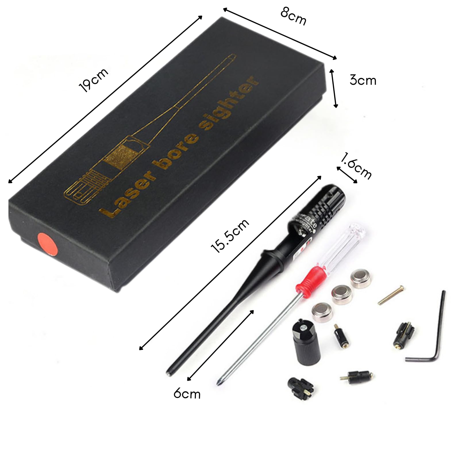 Bore Sighter, .22~.50 Laser Bore Sighter Kit Visierkartusche Boresight Kollimator Zielverfolgungswerkzeug Aluminiumlegierung für horizontale Kalibrierung