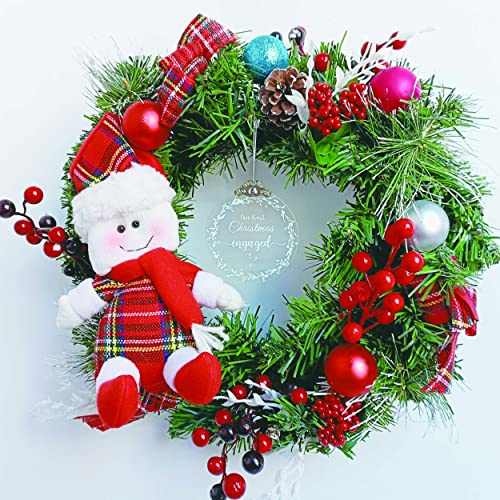 Zunon Glass Our First Christmas Engaged 2023 Wedding Decoration Ornaments Engagement Newlywed Holiday Party Gifts (3' Glass Wreath Engaged) #TOP5