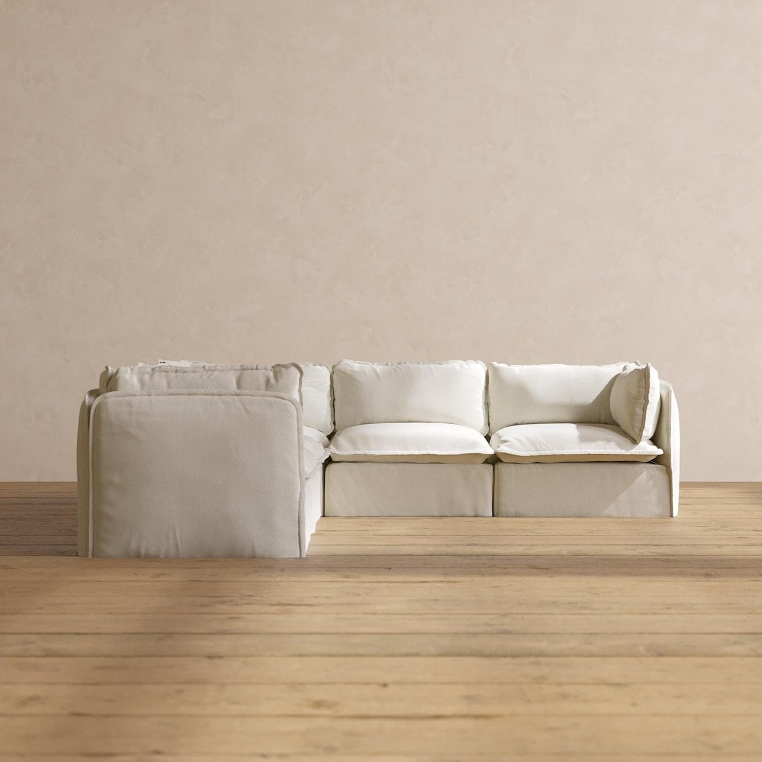 Anabei Slipcover Only - Modular Washable 5-Seater Corner Sectional in Eggshell