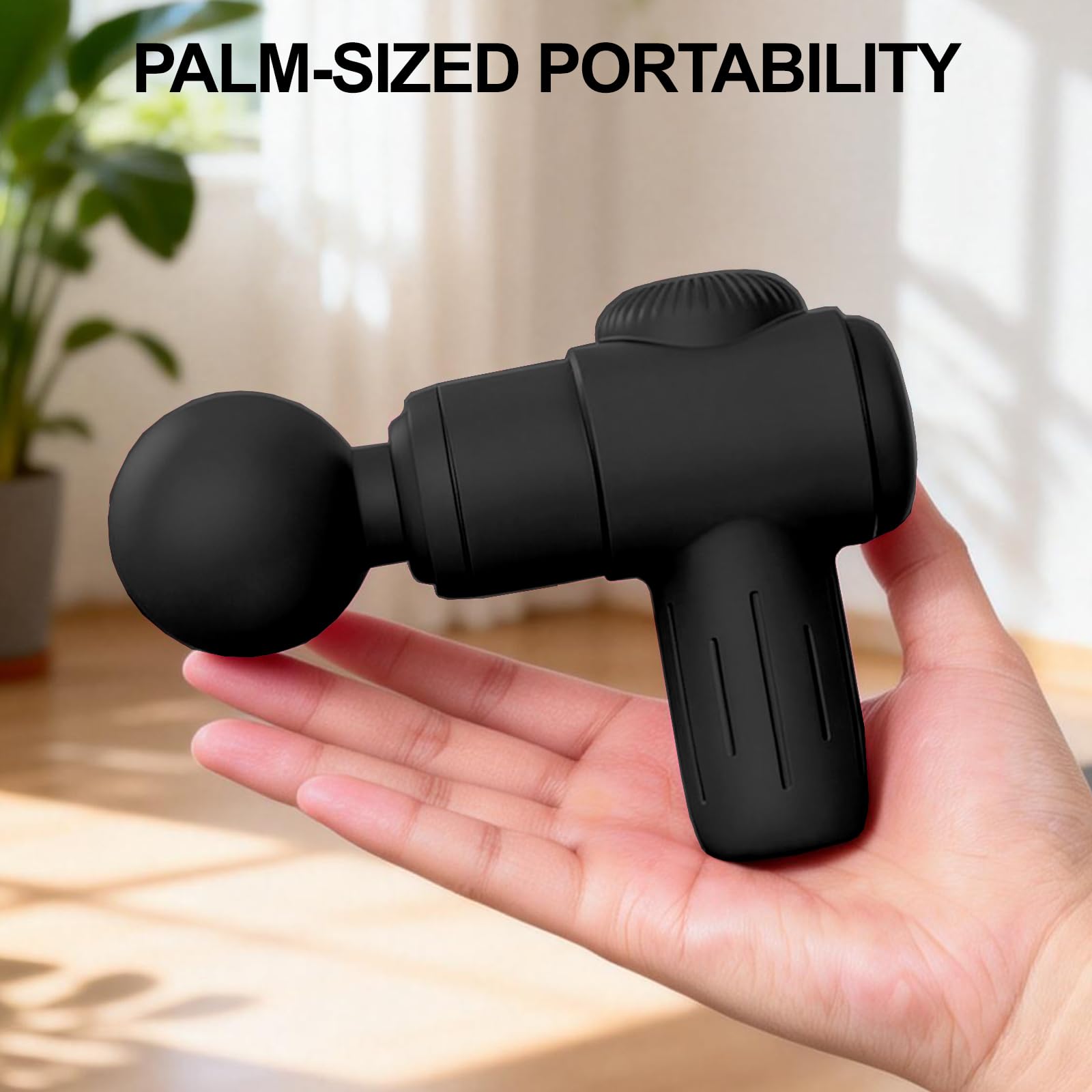 Handmassagegerät für Frauen, Mini Leistungsstarkes Tiefengewebe-Massagegerät zur Schmerzlinderung von Rücken, Nacken und Muskeln, wasserdicht, tragbar mit 10 Vibrationsmodi (Schwarz)