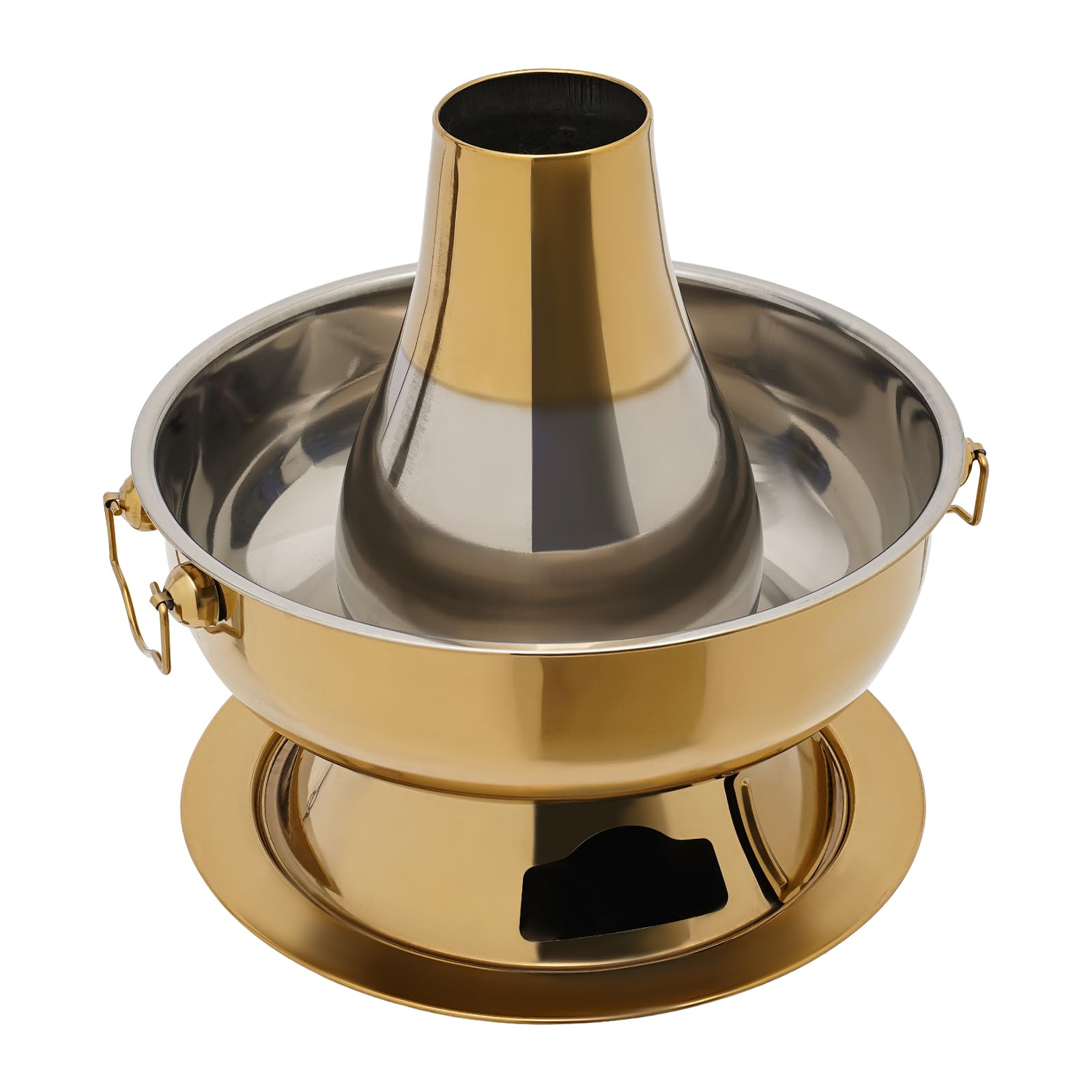 Hotpot en acier inoxydable 2,3 l - Hotpot chinois avec cheminée - Hotpot vintage en acier inoxydable - Pour fondue à la viande chinoise - Cuiseur d'agneau - Pour la maison, les restaurants (couleur