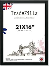 21x16 inch Poster Frame in Black with Crystal Clear Perspex-(40.64 x 53.34) Solid MDF Wood Picture Art Frame Poster Frames in Horizontal or Vertical Format (Black)