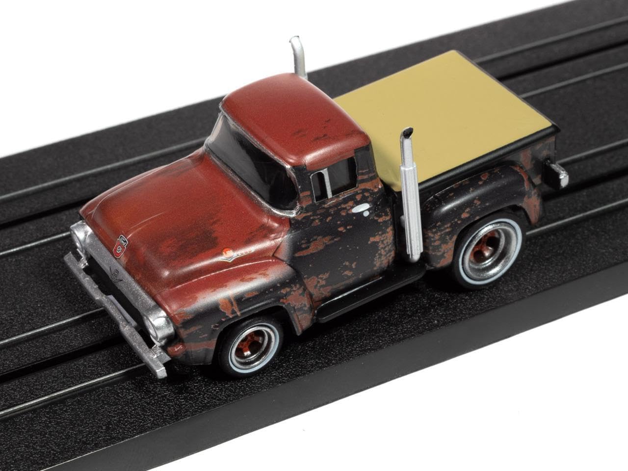 Auto World SC413-3OLD 4Gear 1956 Ford F100 Pickup (Rusted) HO Scale Slot Car