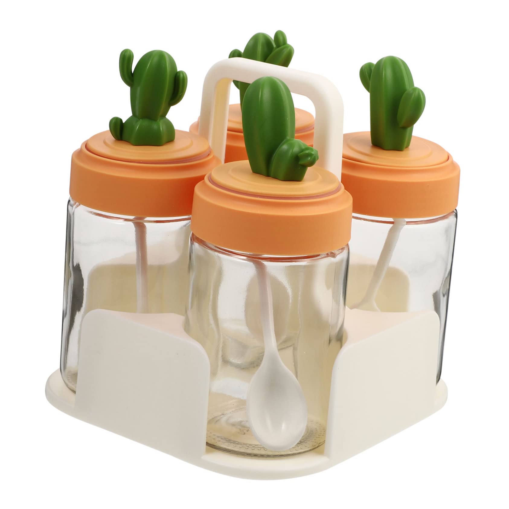 Tarro de condimentos de cocina PRETYZOOM con forma de cactus, 4 botellas de colores surtidos
