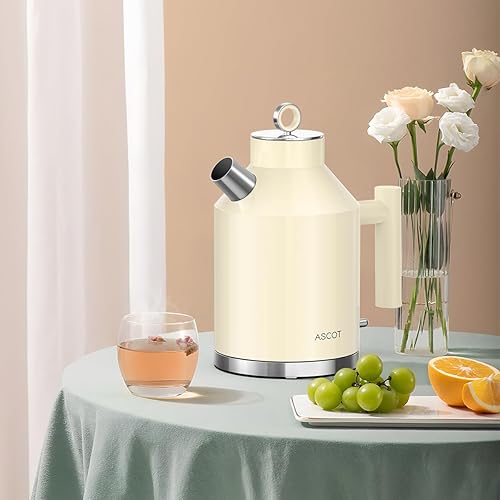 Miniatura 6 de ASCOT Hervidor eléctrico, hervidor de té eléctrico 1.6L 1500W Calentador de té retro y agua hirviendo, apagado automático y protección contra hervir