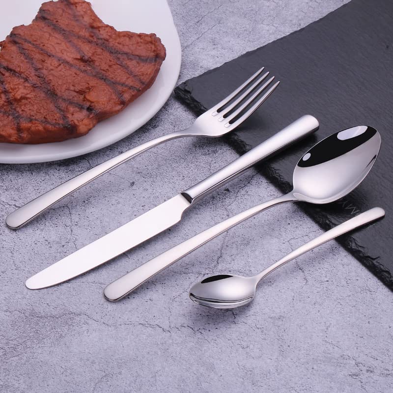 Juego De Vajilla De Acero Inoxidable, Vajilla Pulida A Espejo, Acero Inoxidable De Grado Alimenticio, Diseño De Mango Ergonómico, Vajilla De Banquete Multifuncional (A)