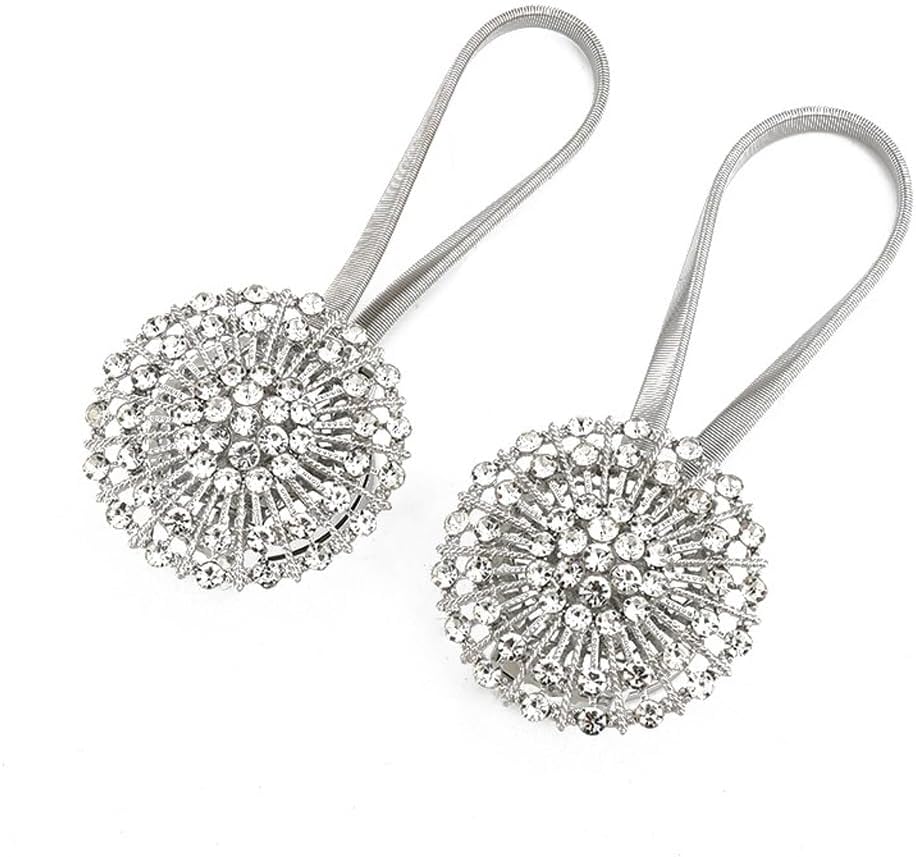 FMURY Curtain Magnetic Buckle Without Installation Spring Curtain Binding Rope Window Decoration Binding Strap(White-Fruit peach5)