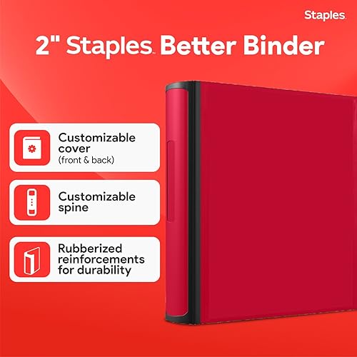 Miniatura 3 de Carpeta Staples Better, 2 pulgadas, Roja
