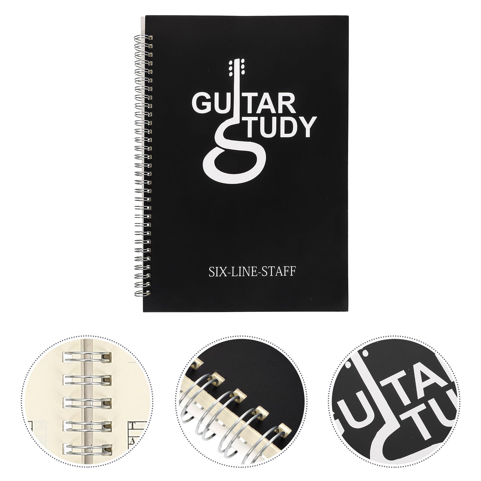 Cahier Musique pour Guitariste Débutant, Livre D'accords Partitions, Pages Détachables, Couverture Pp Noire, Format Portable pour Paquet de Guitare