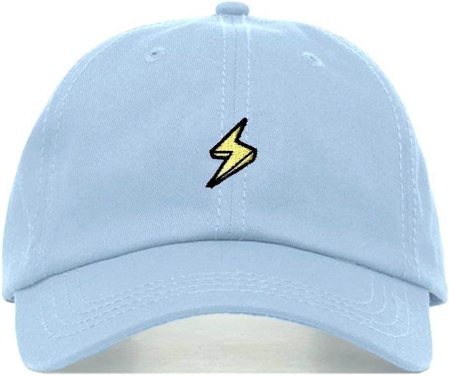 Lightning Bolt Baseball Hat, Embroidered Dad Cap, Unstructured Soft Cotton, Adjustable Strap Back (Multiple Colors)